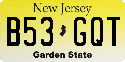 NJ license plate B53GQT