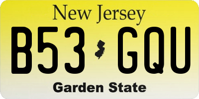 NJ license plate B53GQU