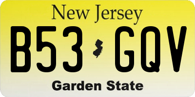 NJ license plate B53GQV