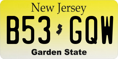 NJ license plate B53GQW