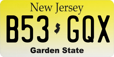 NJ license plate B53GQX
