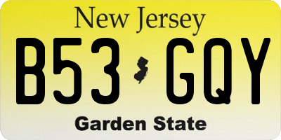 NJ license plate B53GQY