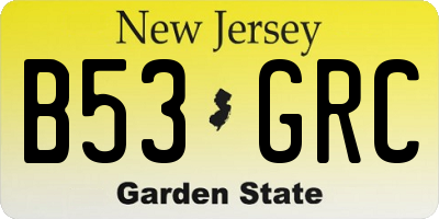 NJ license plate B53GRC