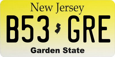 NJ license plate B53GRE