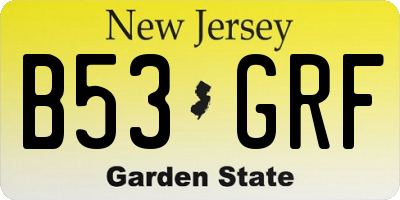 NJ license plate B53GRF