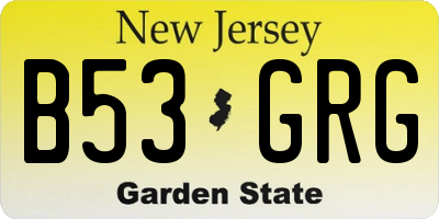 NJ license plate B53GRG