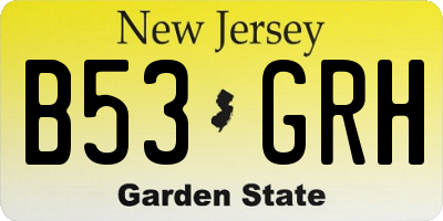 NJ license plate B53GRH