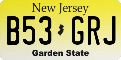 NJ license plate B53GRJ