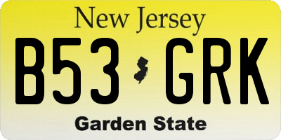 NJ license plate B53GRK