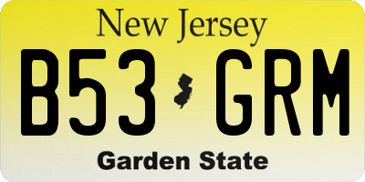 NJ license plate B53GRM