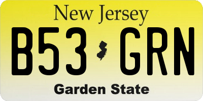 NJ license plate B53GRN