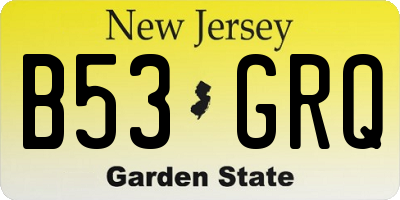 NJ license plate B53GRQ