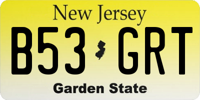 NJ license plate B53GRT