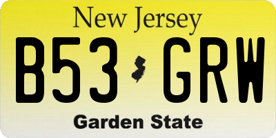 NJ license plate B53GRW