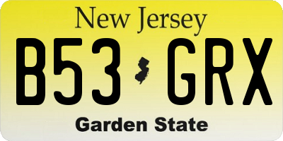 NJ license plate B53GRX