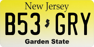 NJ license plate B53GRY
