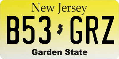 NJ license plate B53GRZ