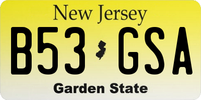 NJ license plate B53GSA