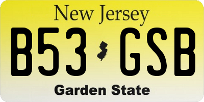 NJ license plate B53GSB