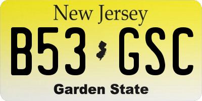 NJ license plate B53GSC