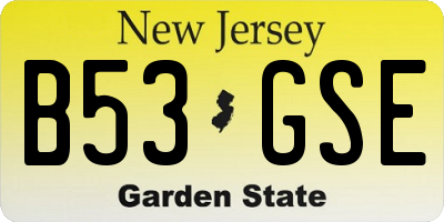 NJ license plate B53GSE
