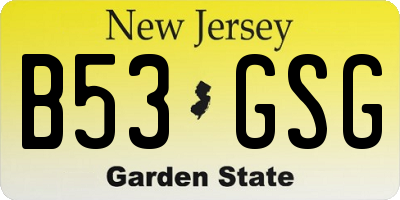 NJ license plate B53GSG