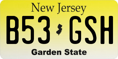 NJ license plate B53GSH