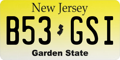 NJ license plate B53GSI
