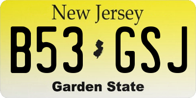 NJ license plate B53GSJ