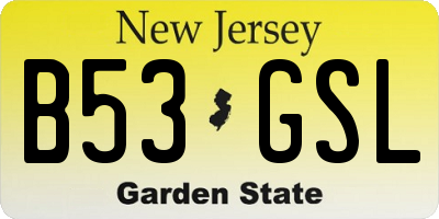 NJ license plate B53GSL