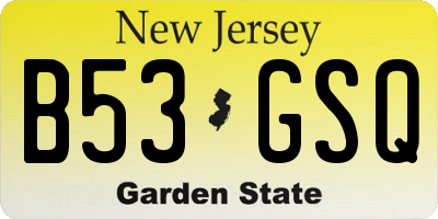 NJ license plate B53GSQ