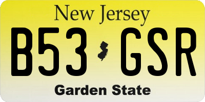 NJ license plate B53GSR