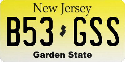 NJ license plate B53GSS