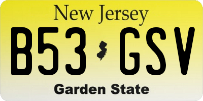 NJ license plate B53GSV