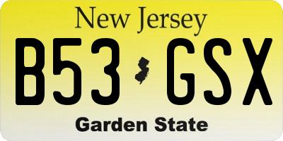 NJ license plate B53GSX