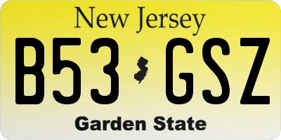 NJ license plate B53GSZ