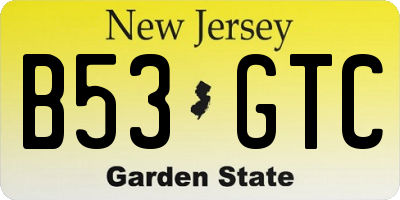 NJ license plate B53GTC
