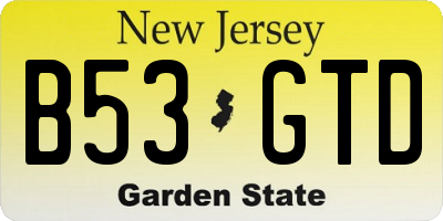 NJ license plate B53GTD