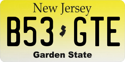 NJ license plate B53GTE