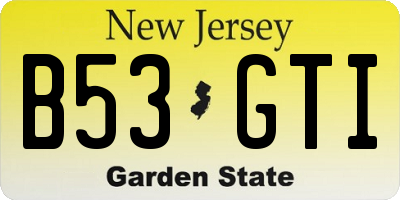 NJ license plate B53GTI