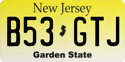 NJ license plate B53GTJ