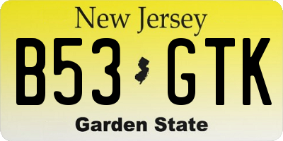 NJ license plate B53GTK