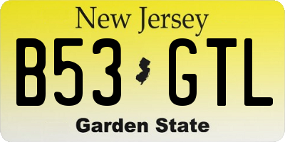 NJ license plate B53GTL