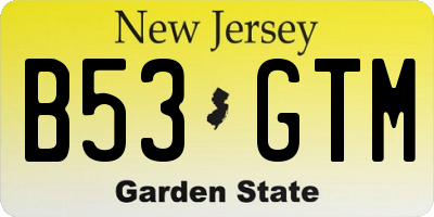NJ license plate B53GTM