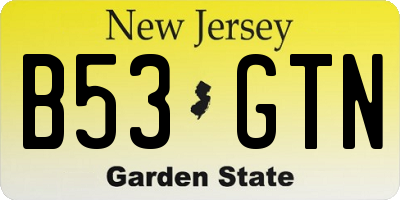 NJ license plate B53GTN