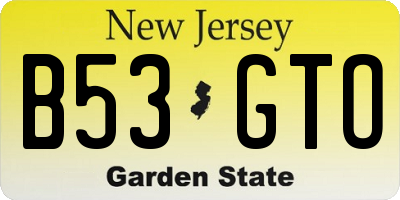 NJ license plate B53GTO