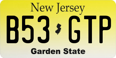 NJ license plate B53GTP