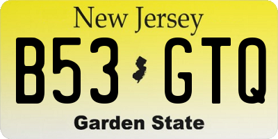 NJ license plate B53GTQ