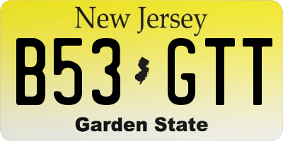 NJ license plate B53GTT