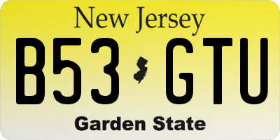 NJ license plate B53GTU
